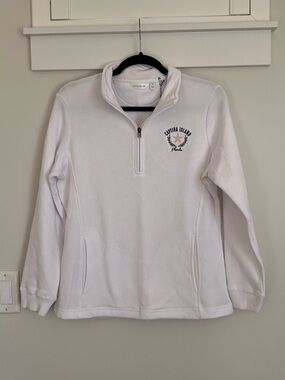 Camp David White Embroidered Captiva Island NWT Quarter Zip SZ M